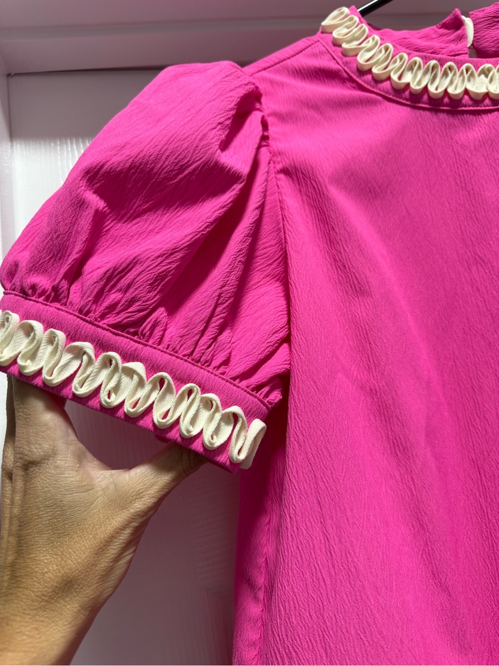 JODIFL Hot Pink Ruffled Trim Blouse - Picture 5 of 9